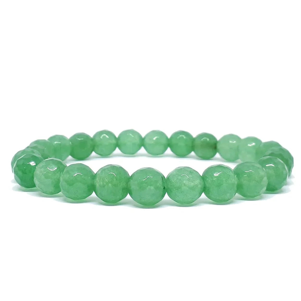 Green Aventurine beaded bracelet on a white background