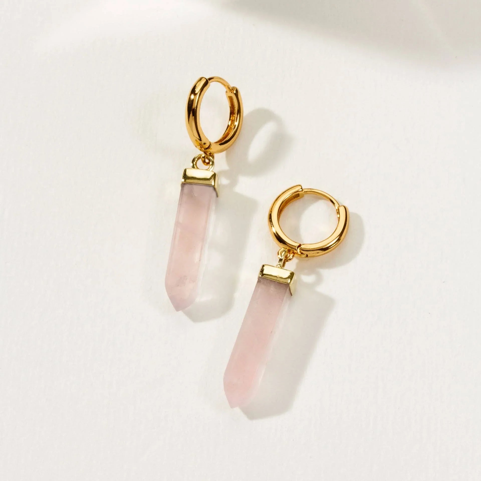 Rose Quartz Obelisk Hoop Earring