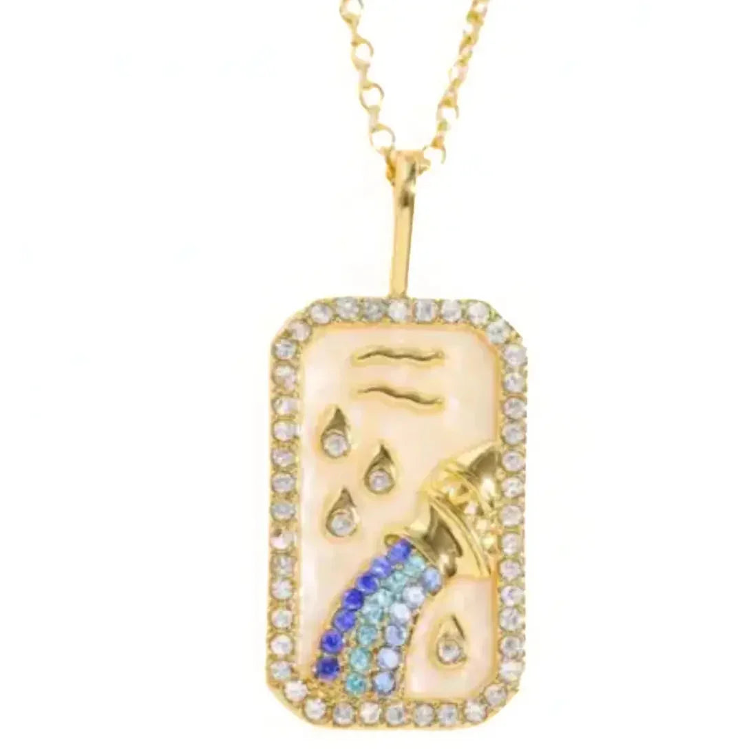 Aquarius Zodiac Tarot Card Necklace