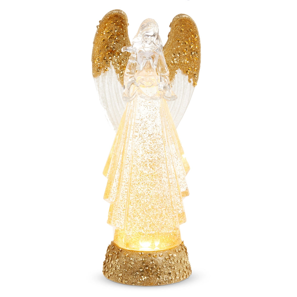 Decorative angel figurine with gold and white colors on a white background