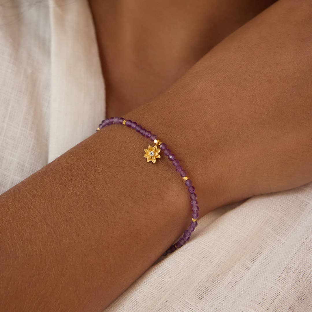 Amethyst Gemstone Bracelet on Wrist