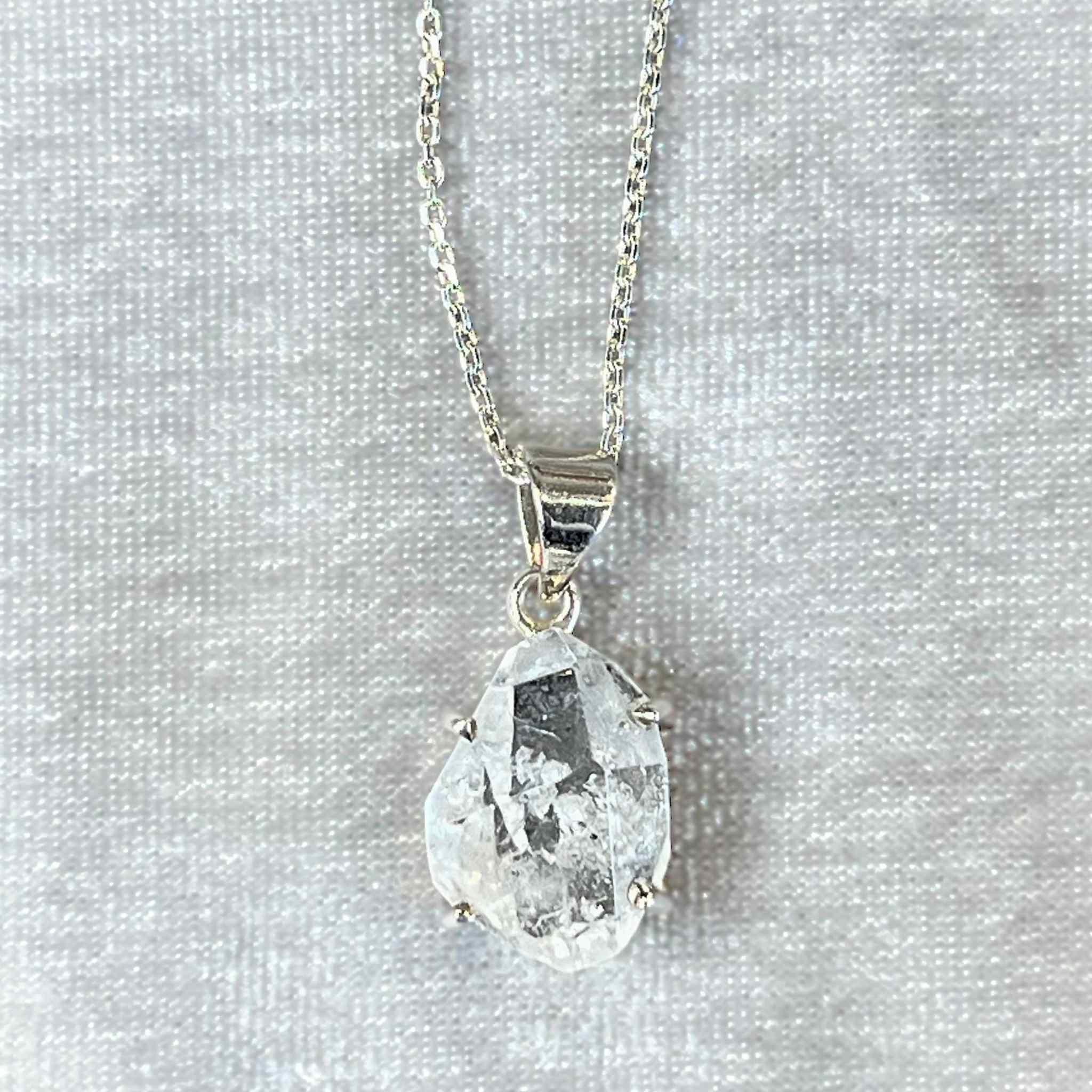 Natural Herkimer Diamond Sterling Silver Pendant Necklace