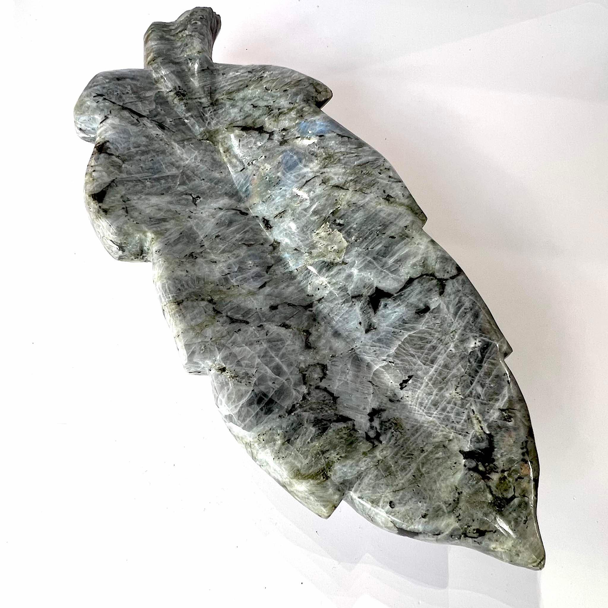 Labradorite Carved Leaf Tray