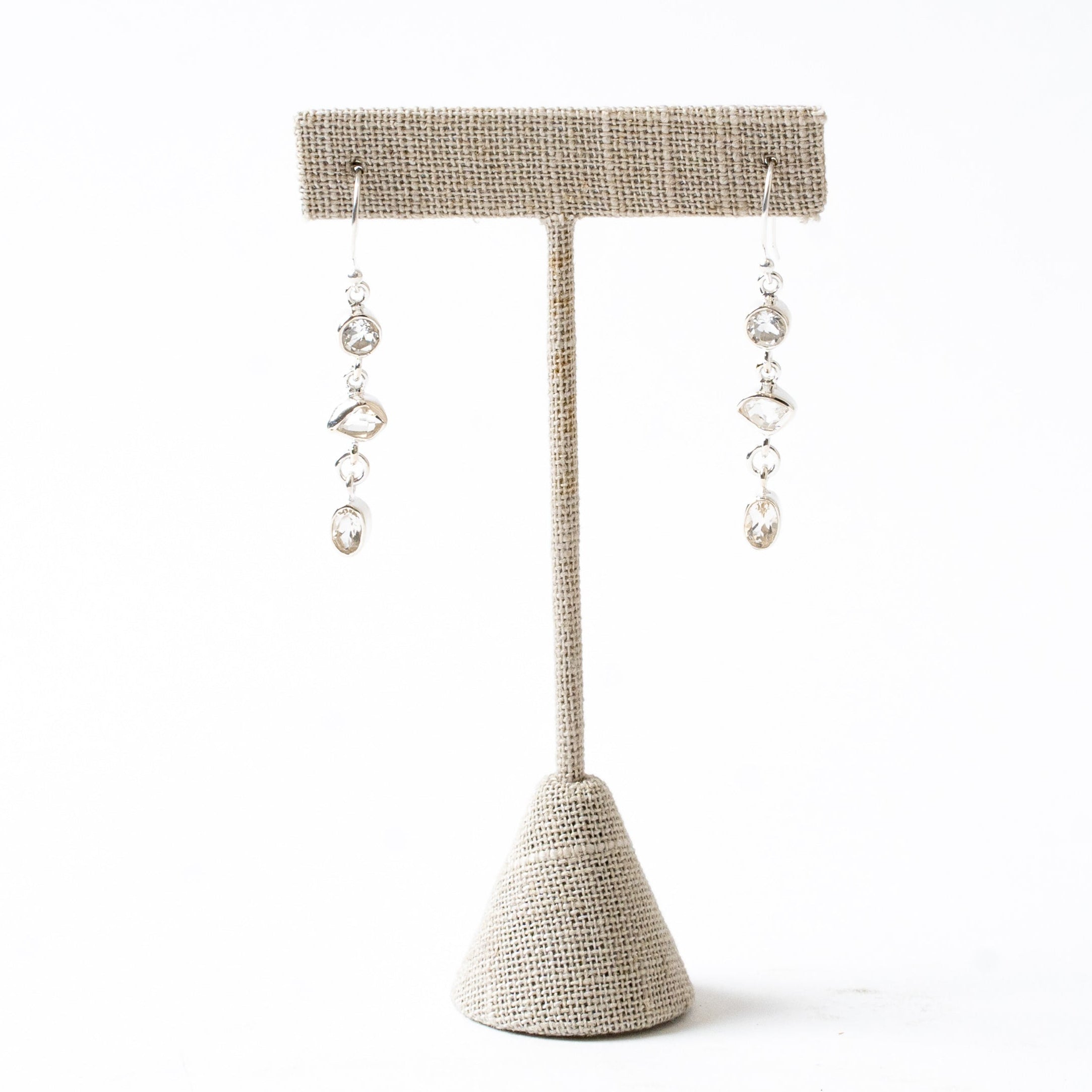 Herkimer Diamond Earring Sterling Silver on Stand