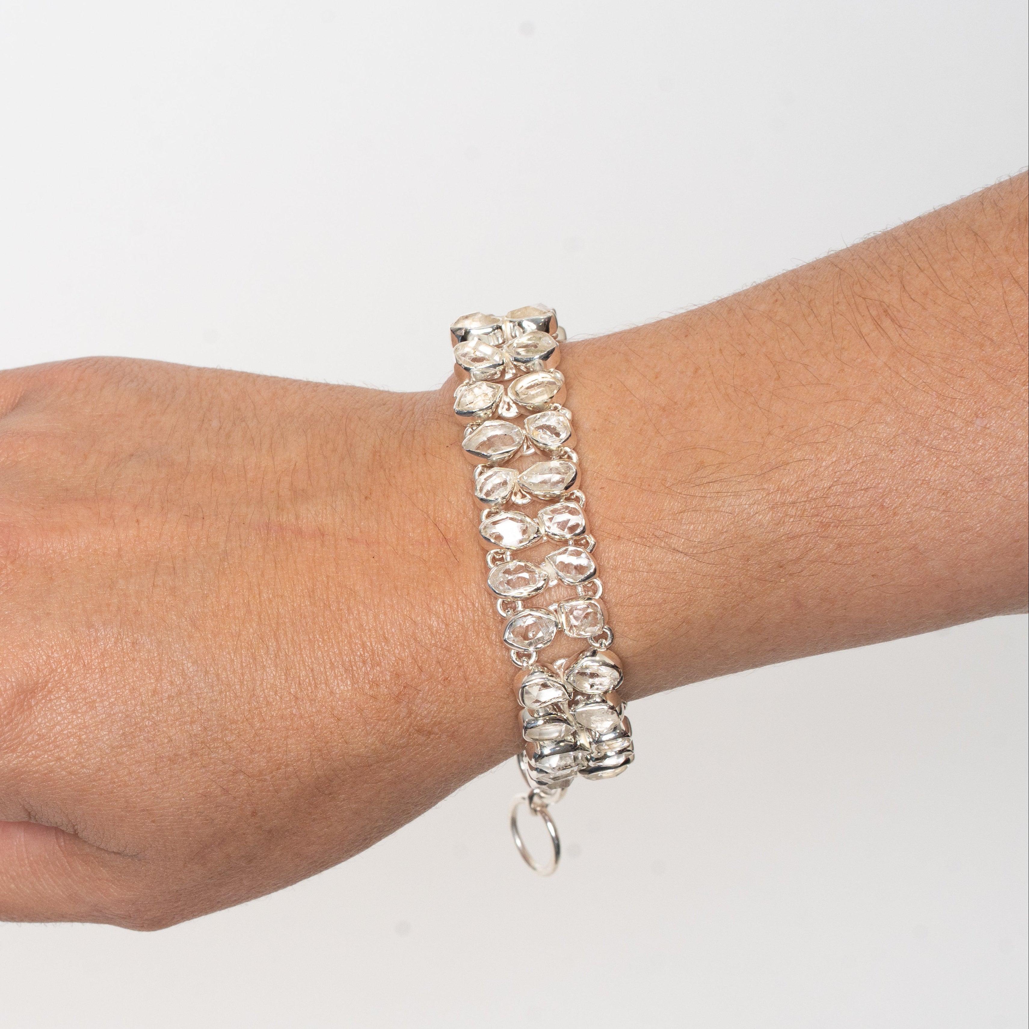 Herkimer Diamond Double Row Bracelet on Wrist
