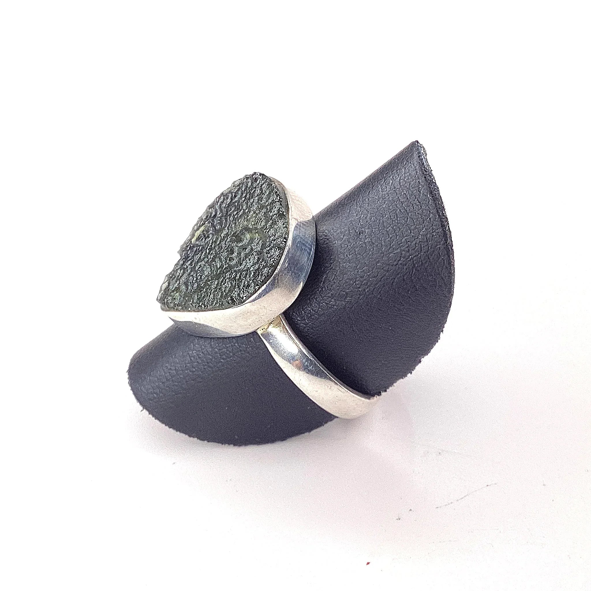 Moldavite Rough Ring 5.3g Sterling Silver right view