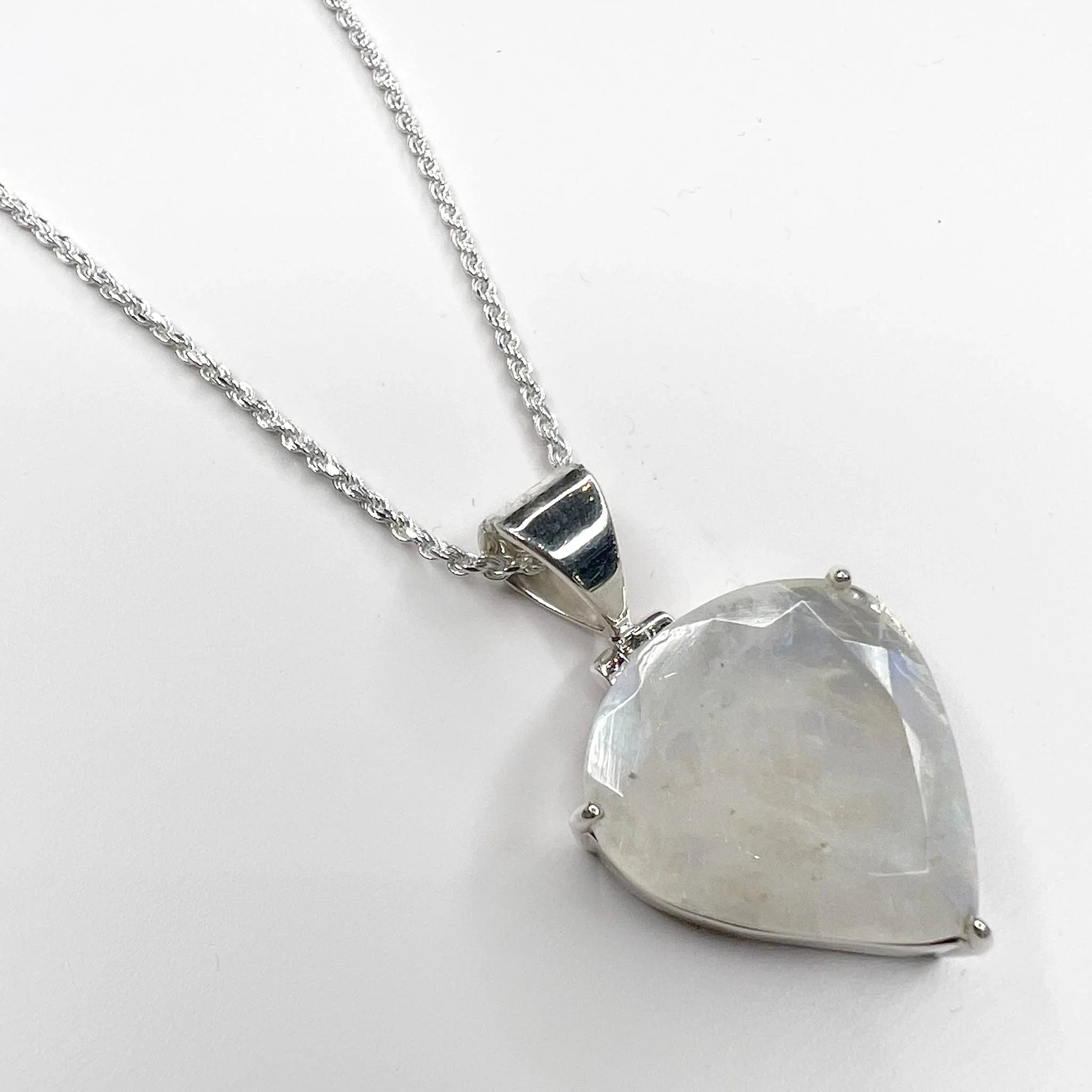 Rainbow Moonstone Faceted Pendant angle