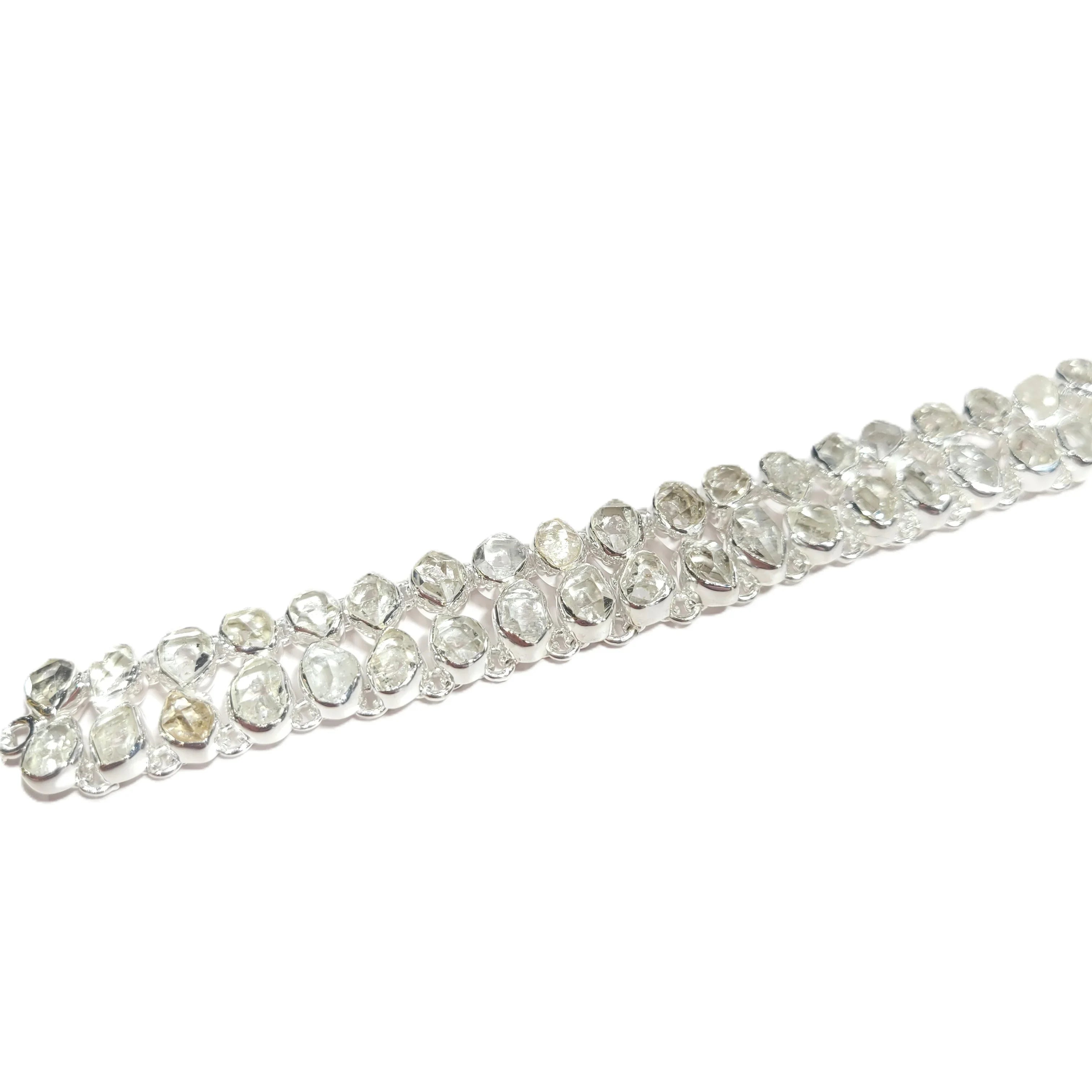 Herkimer Diamond Double Row Bracelet Close up