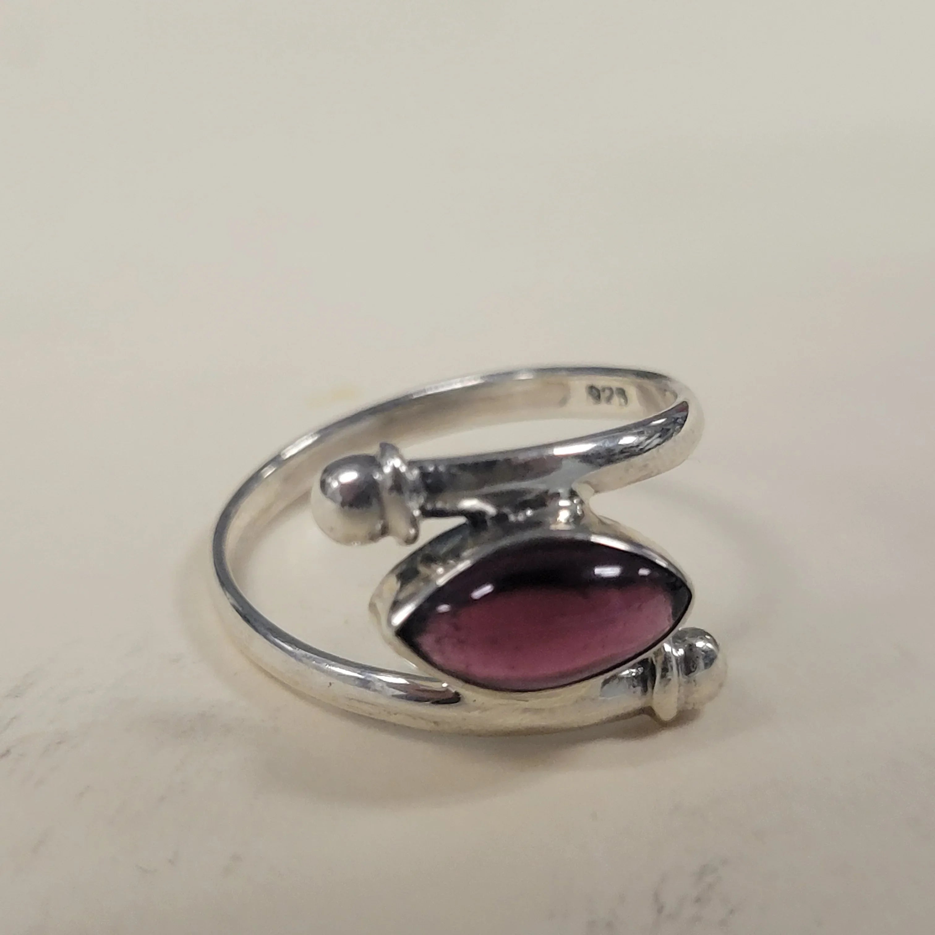 Garnet Cab Ring Sterling Silver
