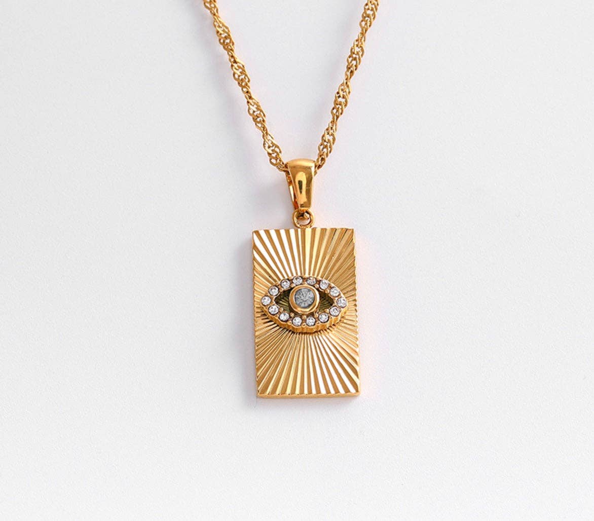 Evil Eye Talisman Tag Pendant Necklace