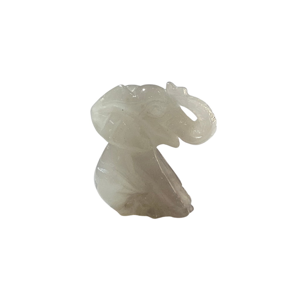 Flower Agate Carved Crystal Stone Elephant