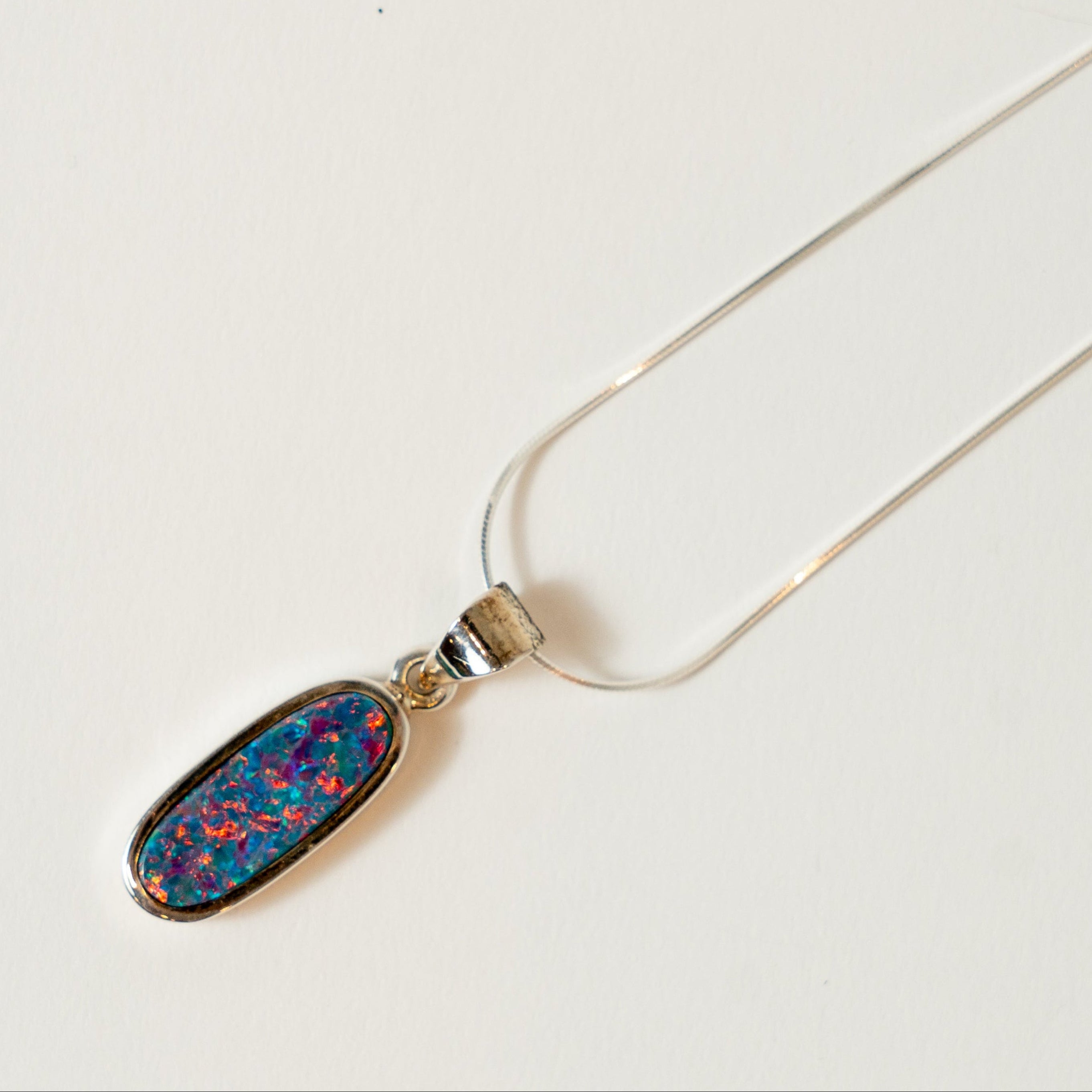 Australian Blue Opal Cabochon Necklace
