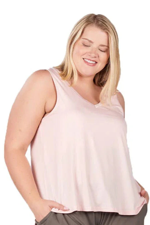 Faceplant Bamboo® Double-V Neck Pink Pajama Tank
