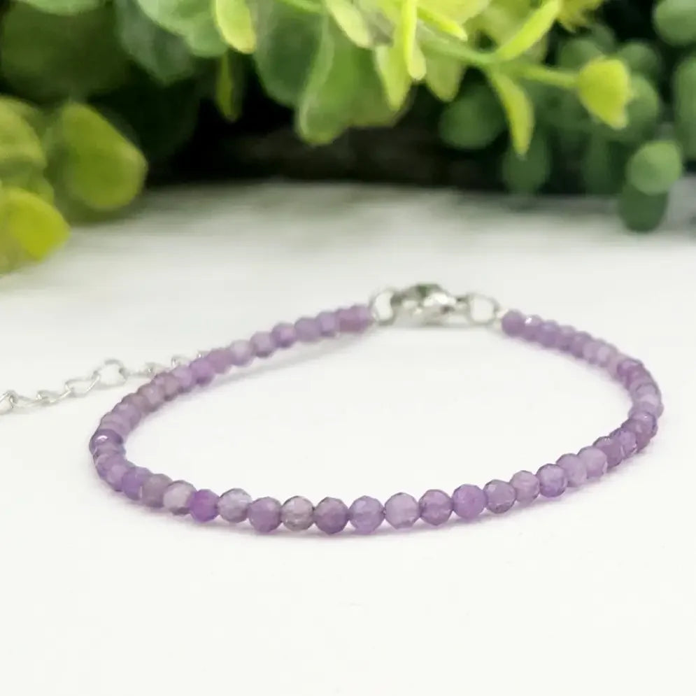 Amethyst 3mm Faceted Adjustable Bracelet