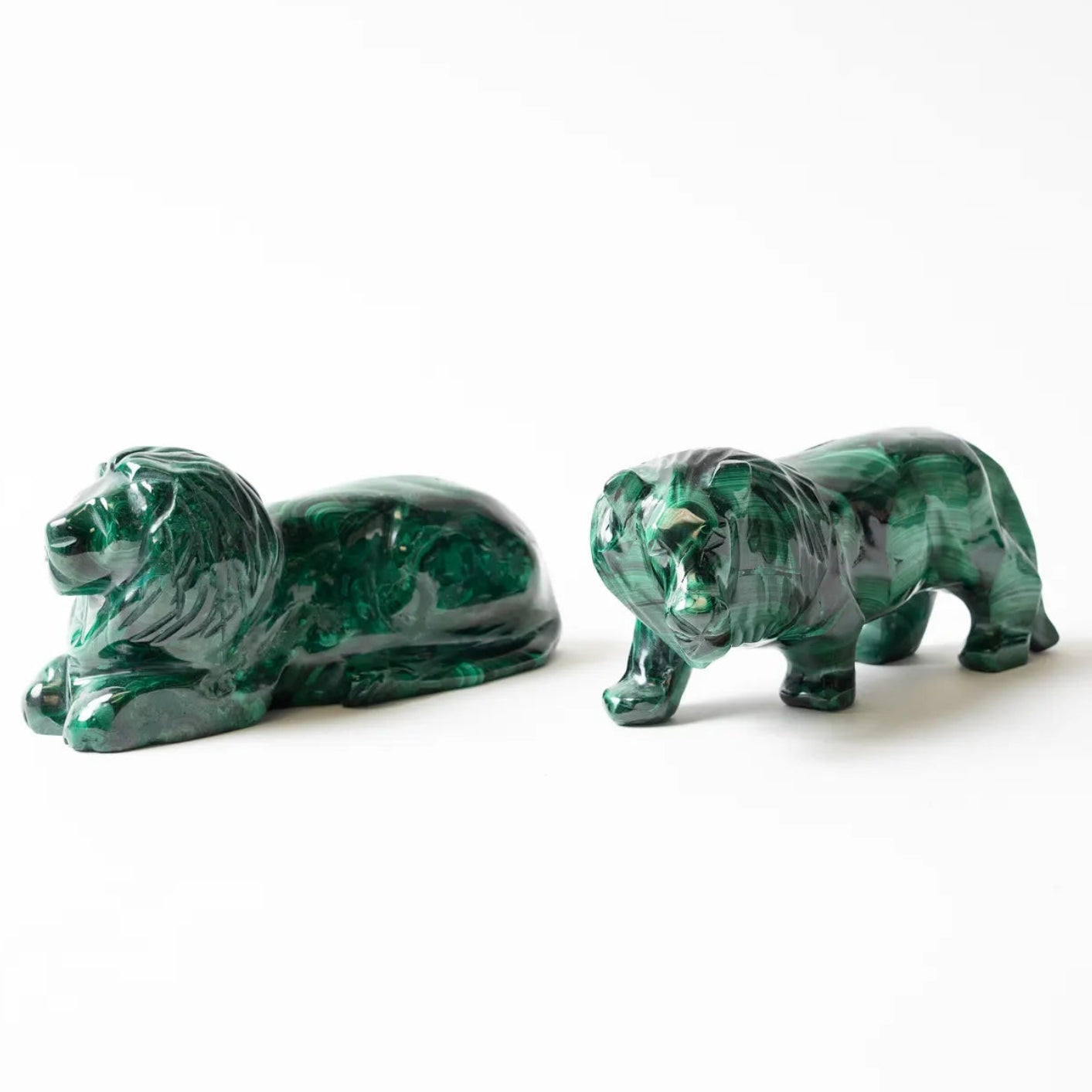 Pair of Malachite Lions