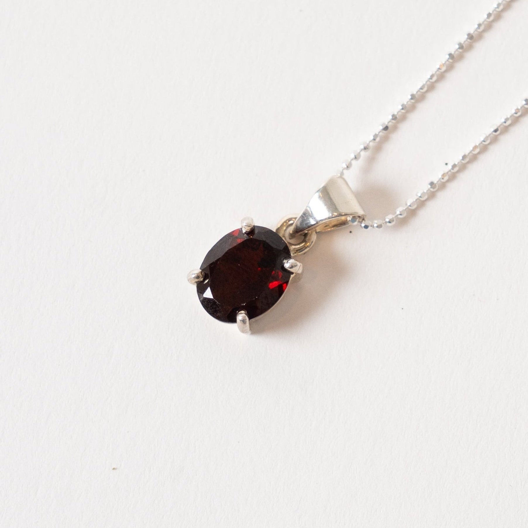 Garnet Oval Faceted Necklace