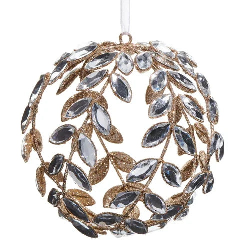 Clear Jeweled Vine Ball Ornament