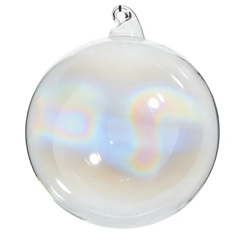 Iridescent Blown Glass Ball Ornament, 5"