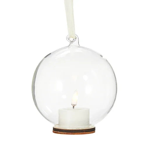 Clear Ornament with Ivory Tealight