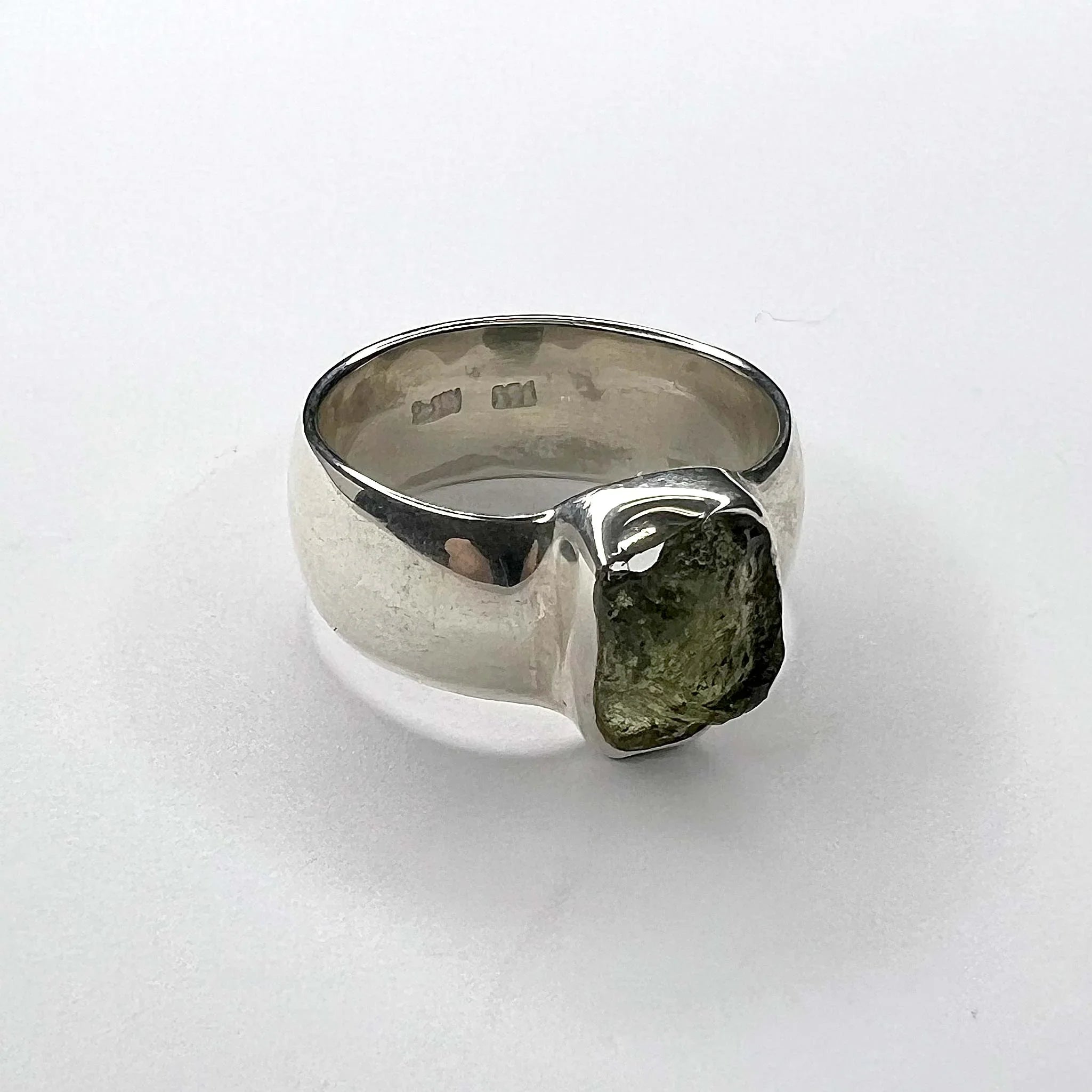 Natural Moldavite Ring angle