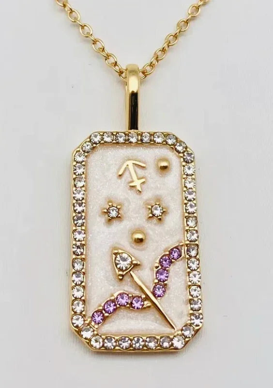 Sagittarius Astrological Zodiac Tarot Card Necklace