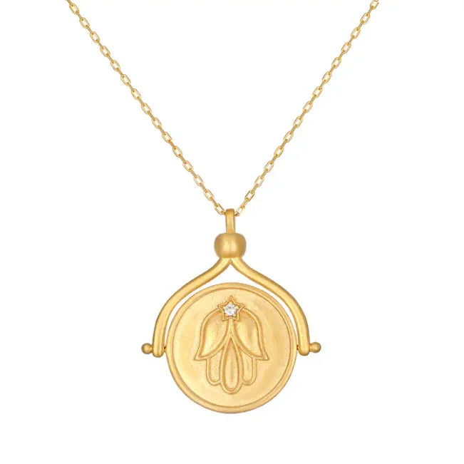 In Safekeeping Gold Hamsa & Eye Spinning Necklace