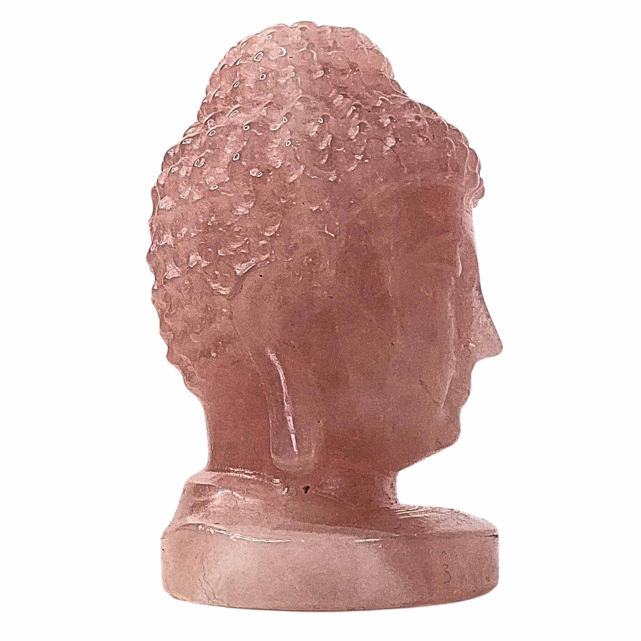 Rose Quartz Buddha Head Sculpture Side View