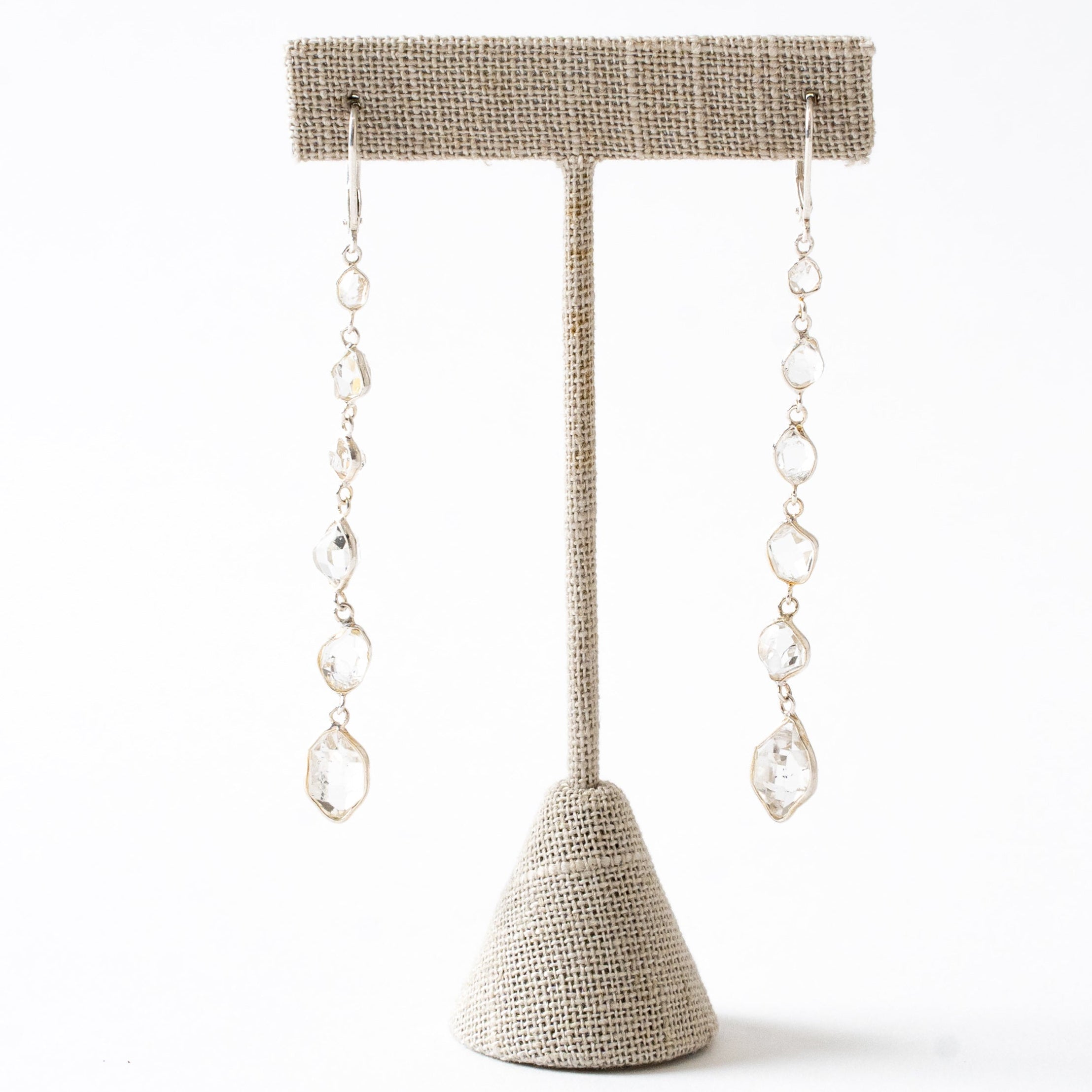 Herkimer Diamond Chandelier Earrings on Stand