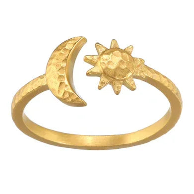 Moon and Sun Open Adjustable Ring