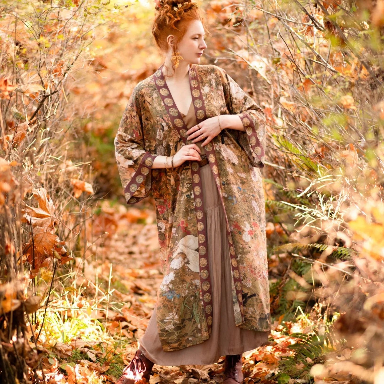 Dreamweaver Bamboo Kimono Duster Robe with Zodiac Signs