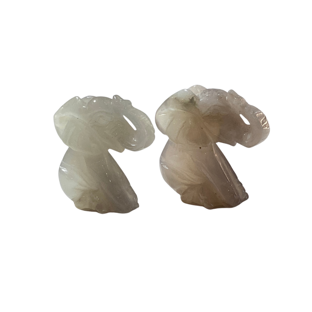 Photo of Two Agate Carved Crystal Stone Elephant