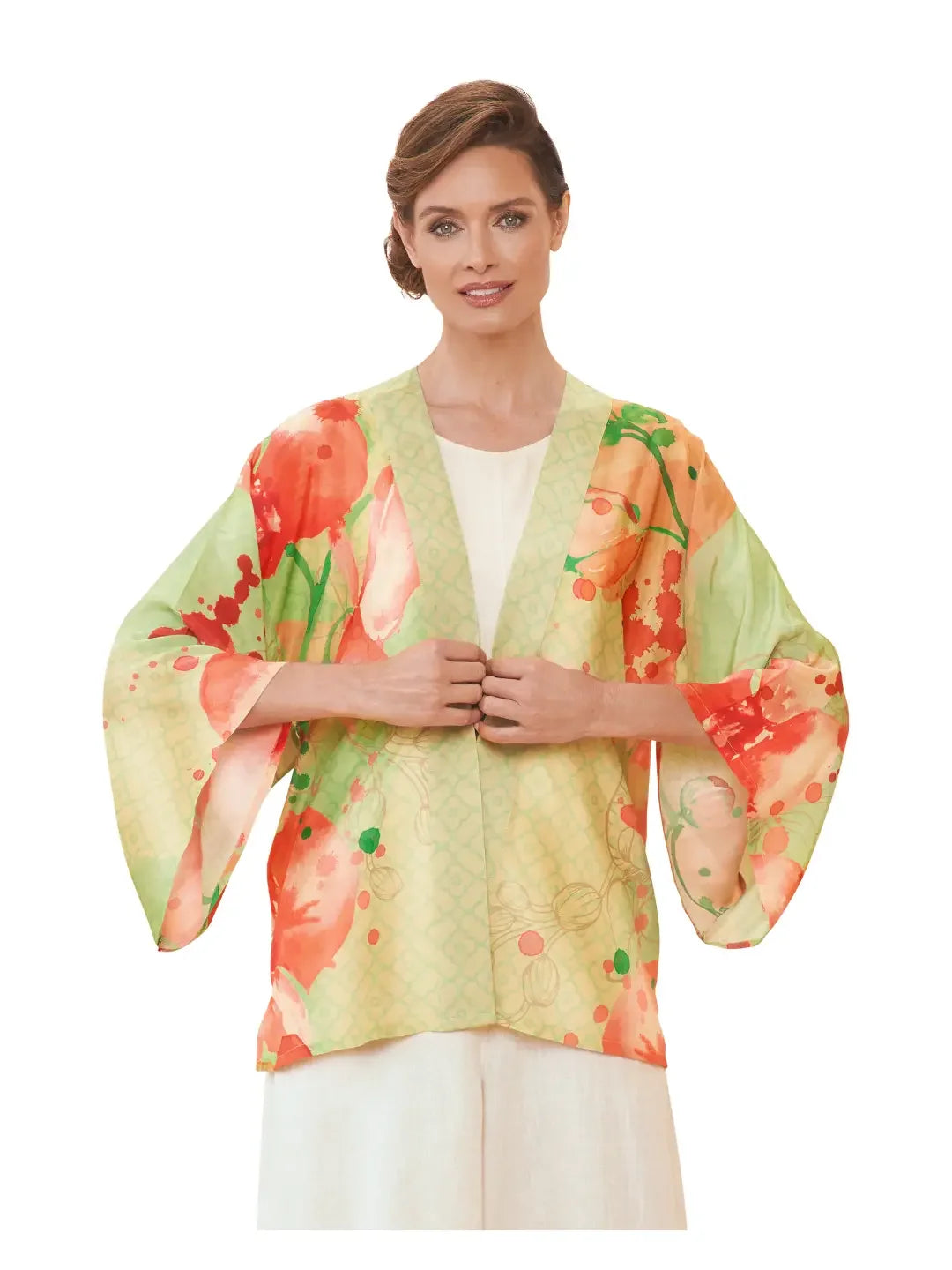 Watercolor Orchids Kimono Jacket 2