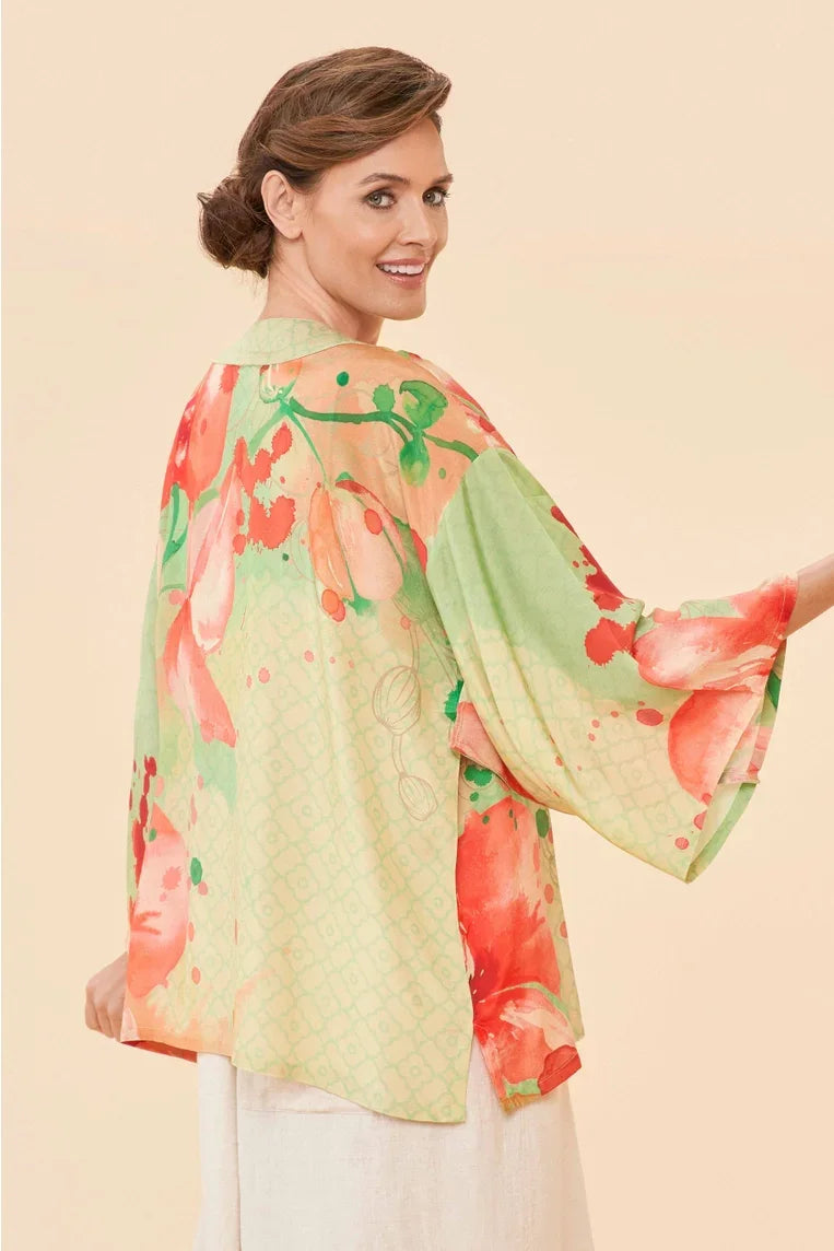 Watercolor Orchids Kimono Jacket back