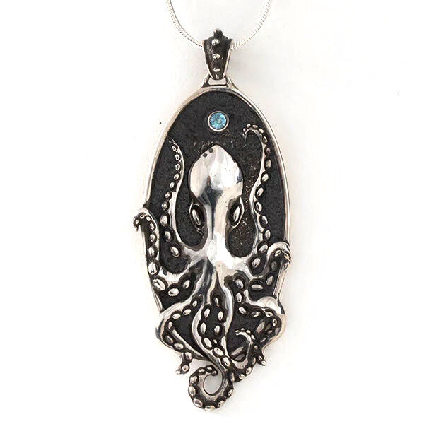 Octopus Pendant with Blue Topaz