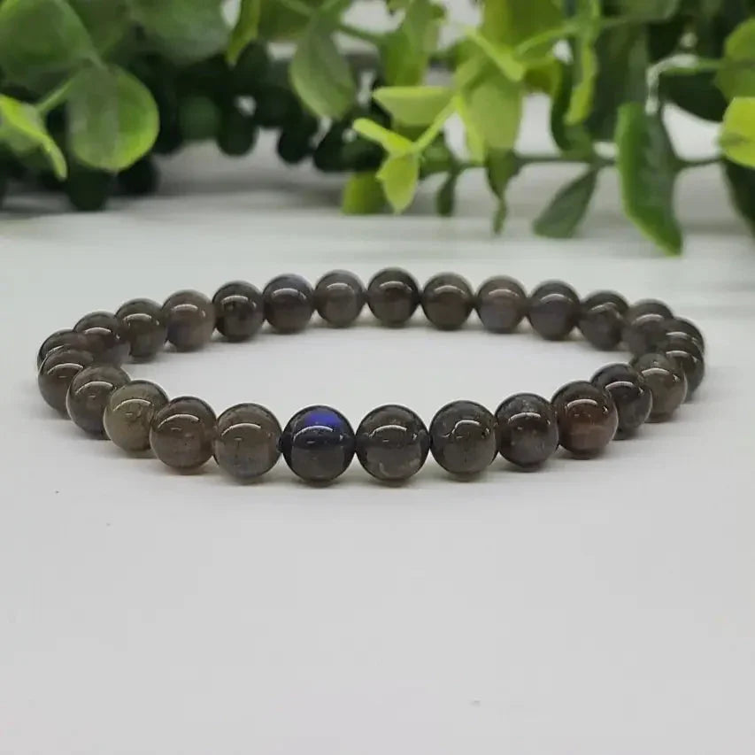 6mm Labradorite Smooth Bead Stretch Bracelet Full View