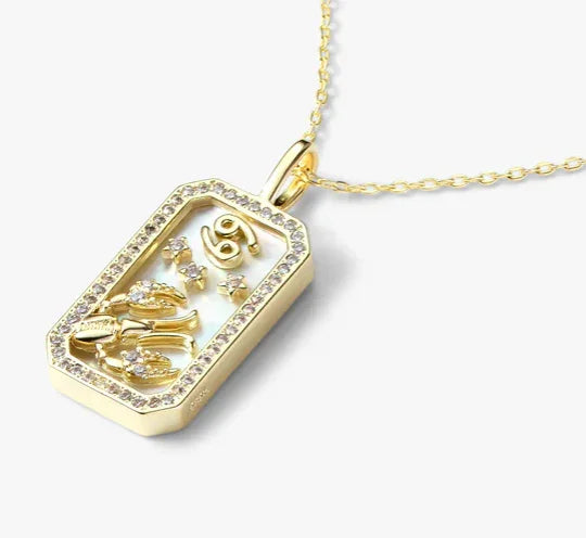 Cancer Astrological Zodiac Tarot Card Necklace Side