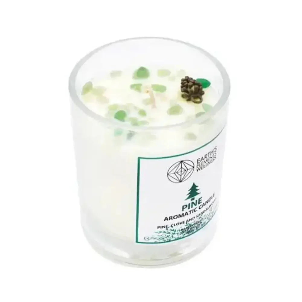 Pine Holiday Crystal Candle Top