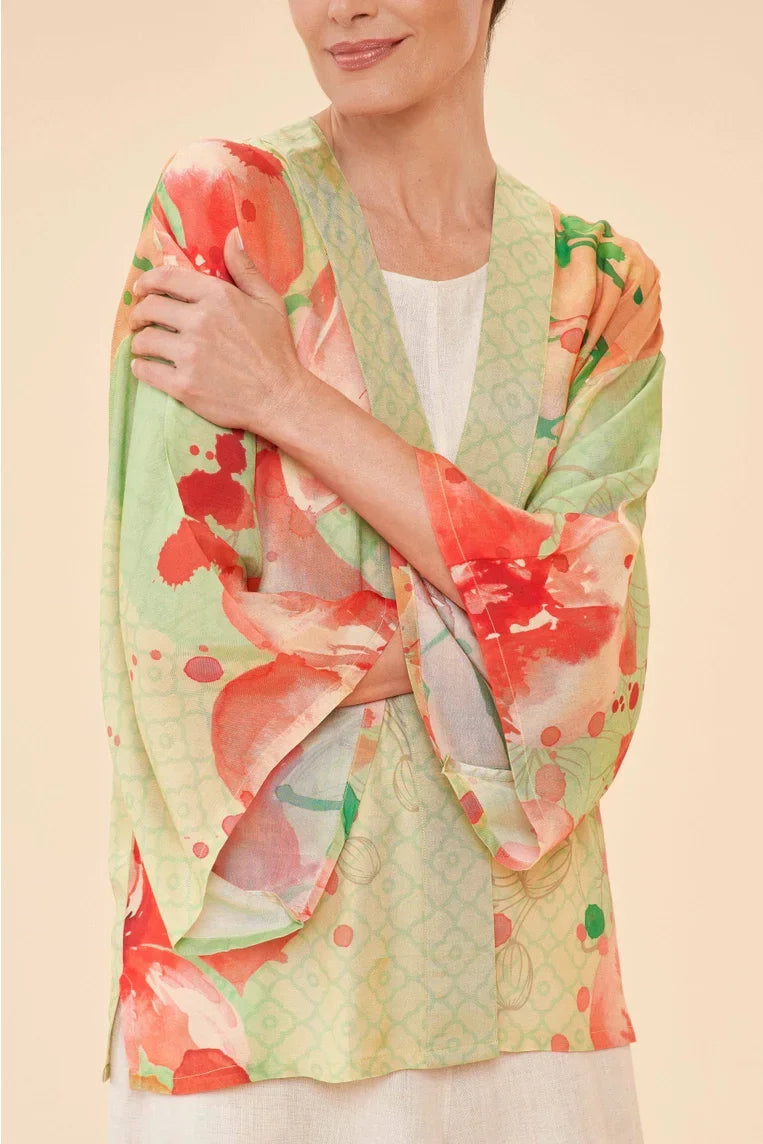 Watercolor Orchids Kimono Jacket