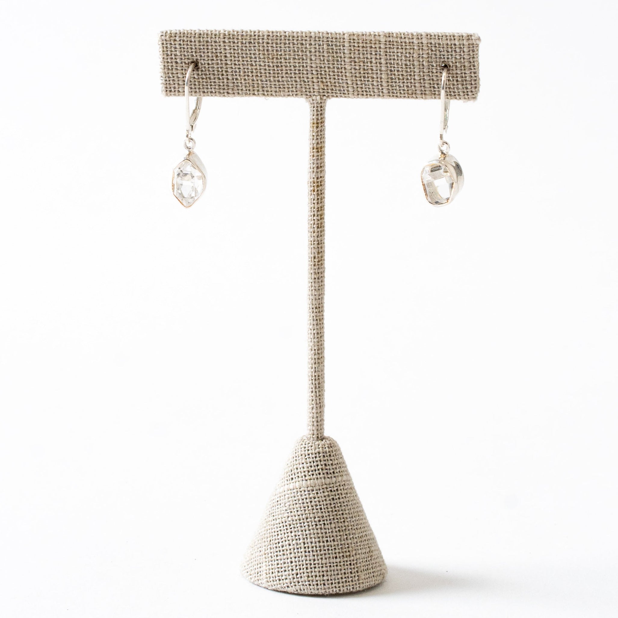 Herkimer Diamond Lever Back Earrings Sterling Silver on Stand