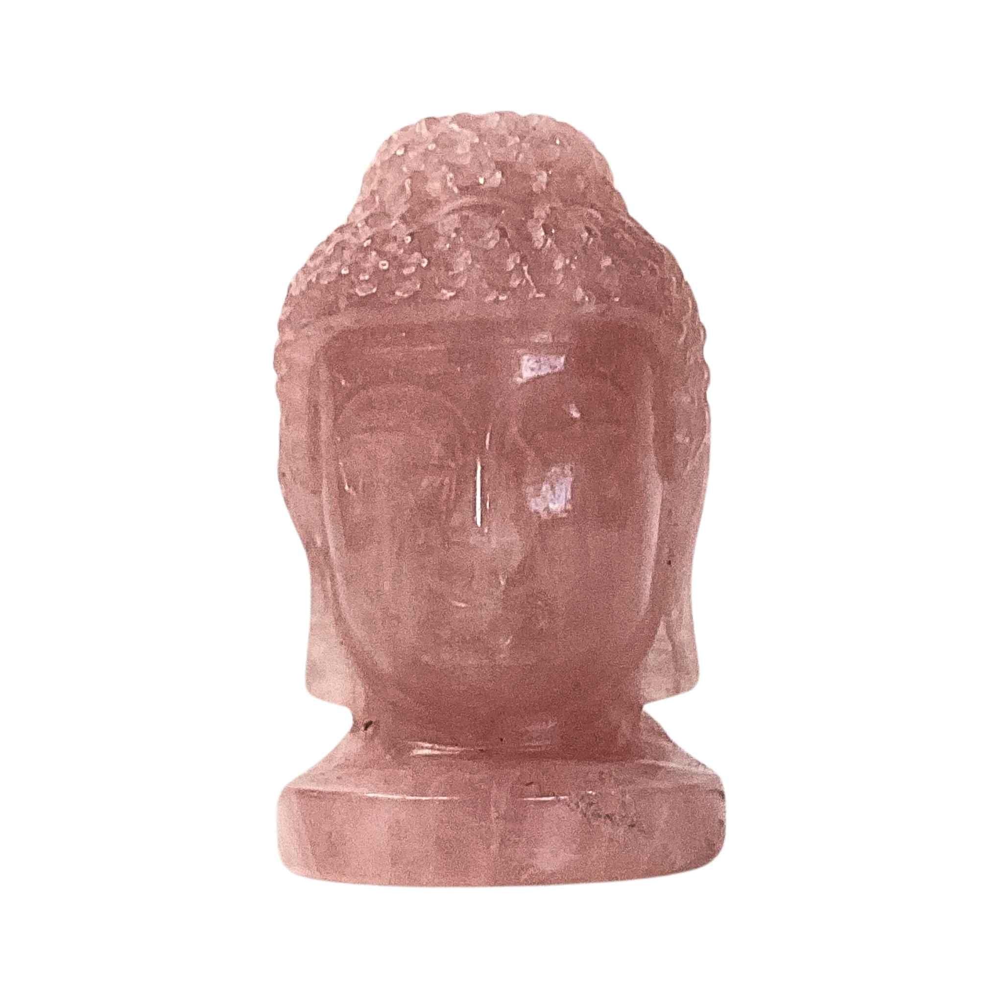 Rose Quartz Buddha Head Sculpture