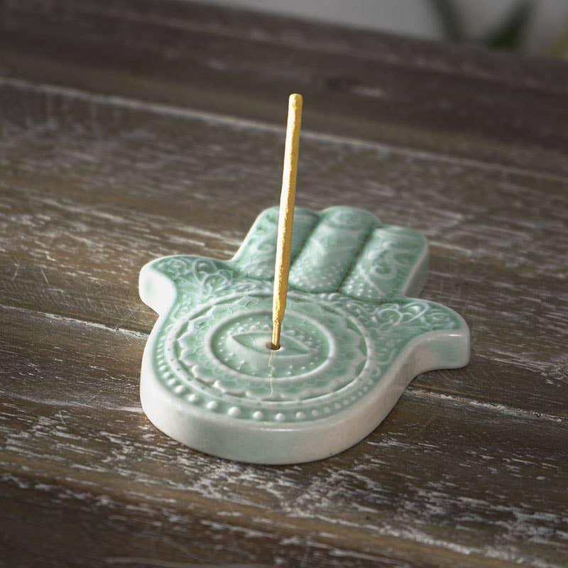 Hamsa Incense Holder on Table
