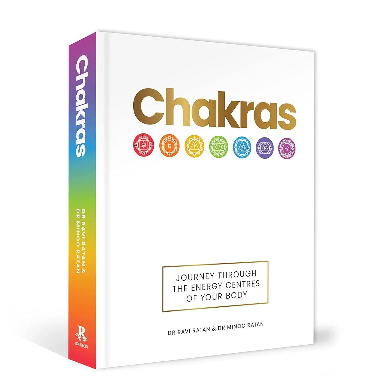 Book titled 'Chakras' with colorful design on a white background