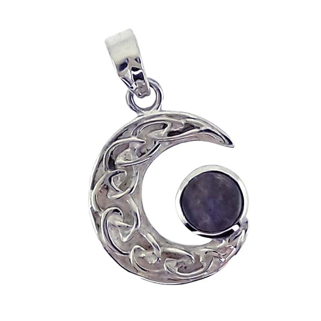 Labradorite Celtic Moon Pendant