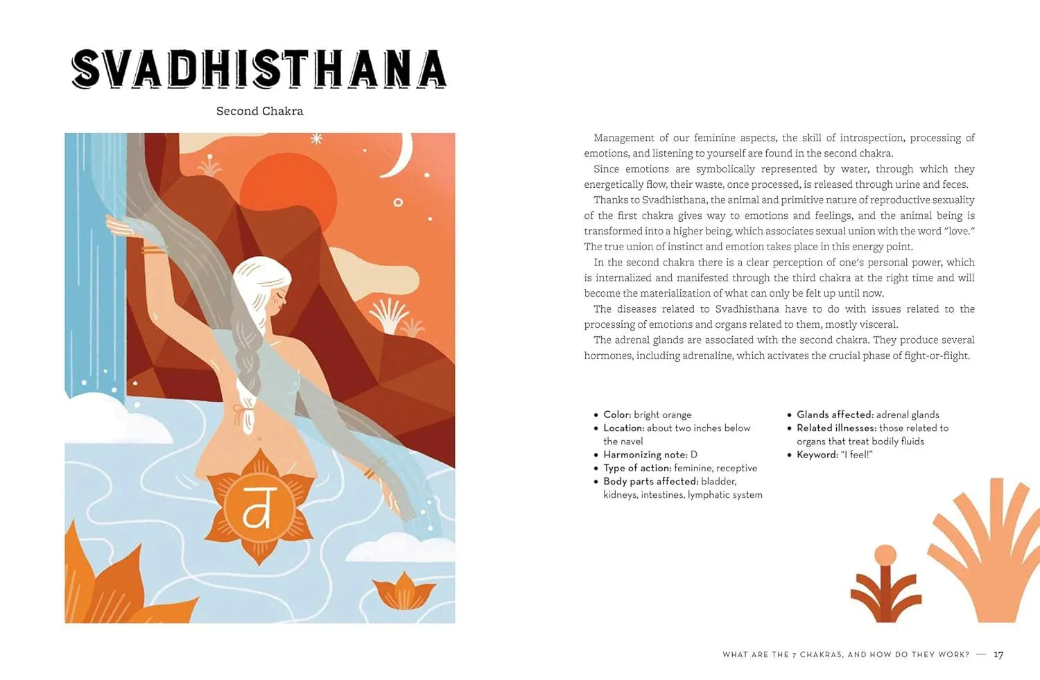Illustration of a person in a meditative pose with text about Svadhishthana, a chakra in Hindu philosophy.