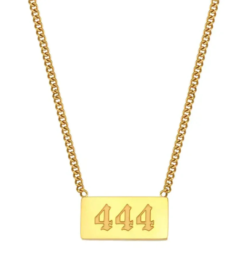 444 Angel Number Necklace Gold