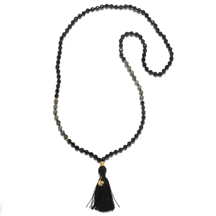 Onyx & Labradorite Celestial Color Block Mala full