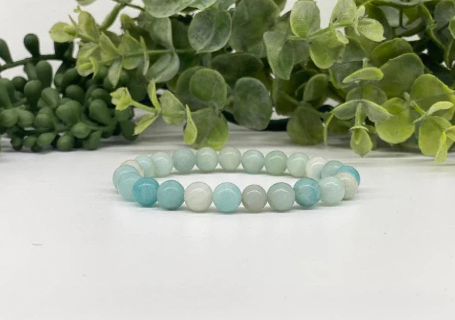 Caribbean Calcite Smooth Bead Stretch Bracelet full view