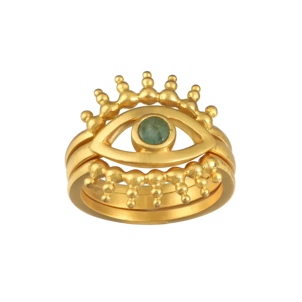 Emerald Radial Evil Eye Ring