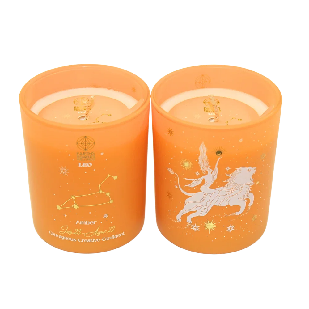 Orange Leo Zodiac Candle Amber Scent