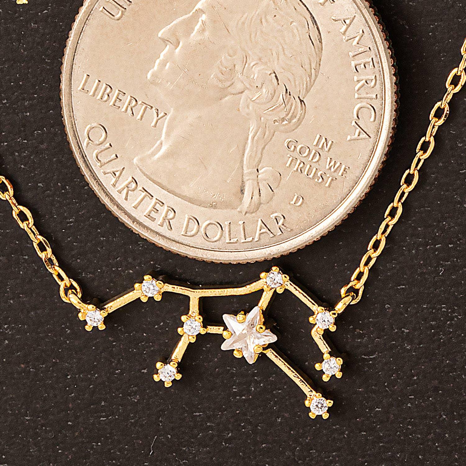 Virgo Constellation Necklace Upclose